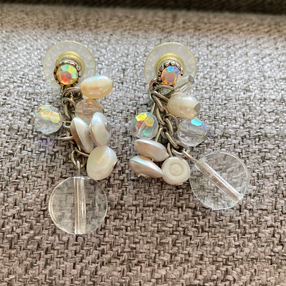 Crystal beaded earrings pierced